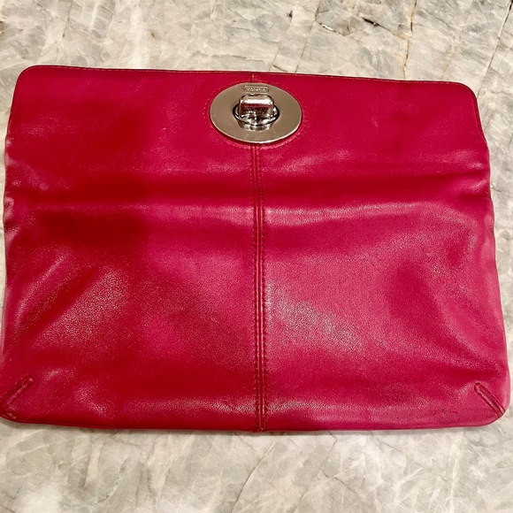 PINK LEATHER COACH Trunlock Slim Envelope Wallet - Picture 3 of 8